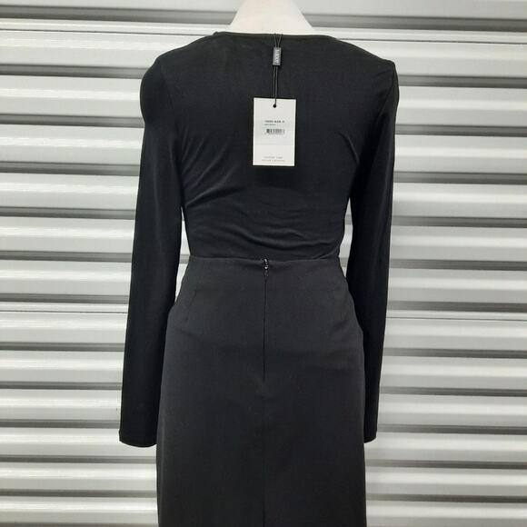 Bardot Bodysuit Top Womens Medium Black Long Sleeve Cut Out Stretch Jersey - Picture 3 of 13